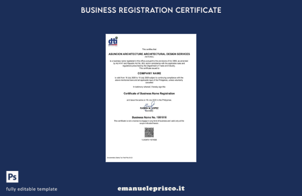 stile verificato Modello di registrazione del certificato del nome dell'azienda 